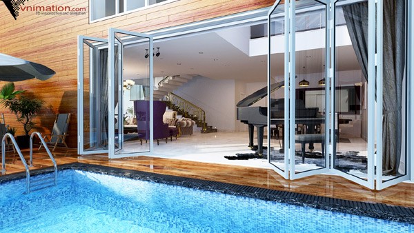 Bể bơi của căn hộ penhouse tầng 1 đem lại những tiện ích hiện đại và cuộc sống đủ đầy cho khách hàng.